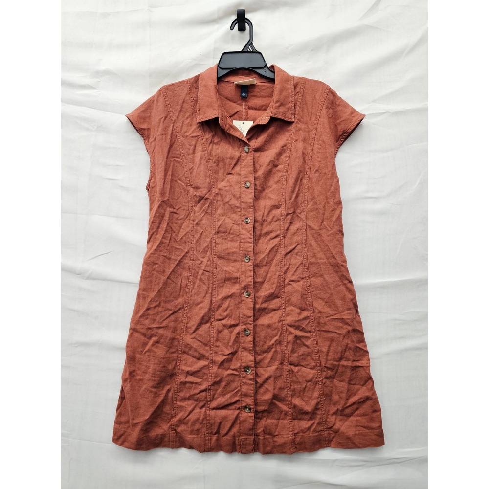 Universal Thread Womens Button Down Shirt Dress Orange Linen Blend Size Large